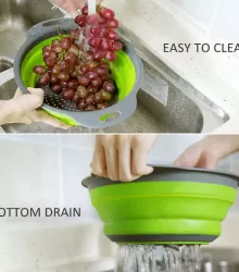 Colador redondo de silicona para lavar frutas y verduras